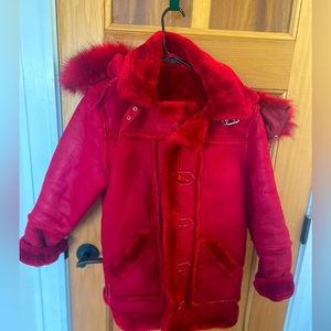 Red Denali Faux fur Shearling Coat boys size 14!